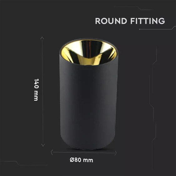 GU 10 Fitting Round Black + Gold