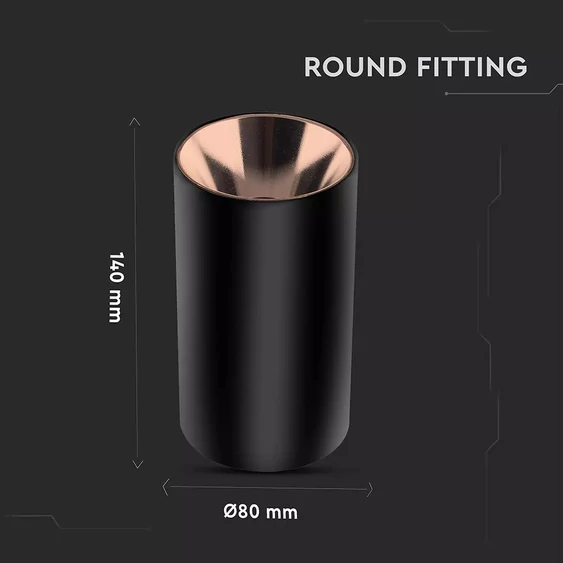 GU 10 Fitting Round Black + Rose Gold