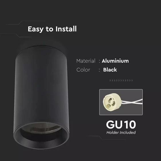 GU10 Surface Mounted Fitting Black ( H : 1000mm )