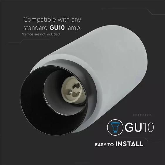 GU10 Fitting Gypsum Metal With Gun Black Bottom