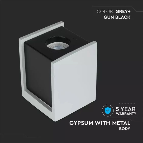 GU 10 Fitting Gypsum Surface With Gun Black Bottom Square