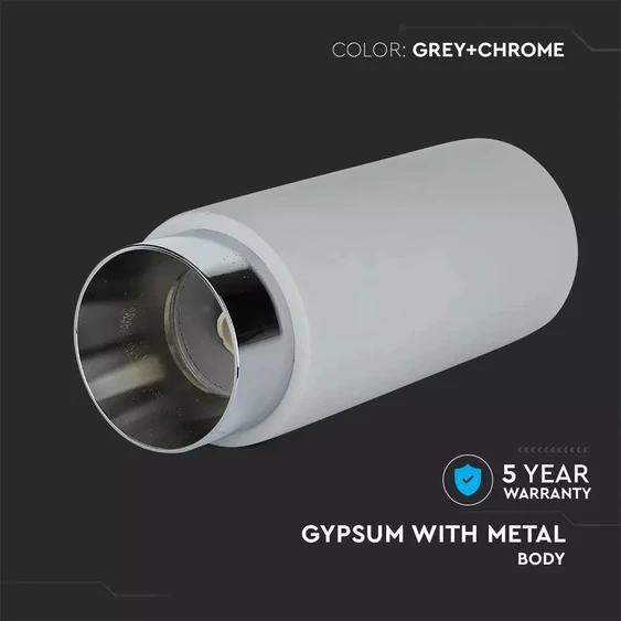 GU10 Fitting Gypsum Metal With Grey Concrete Chrome Bottom