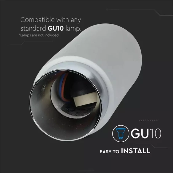 GU10 Fitting Gypsum Metal With Grey Concrete Chrome Bottom