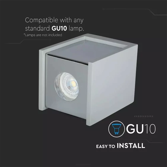 GU 10 Fitting Gypsum Surface With Chrome Bottom Square