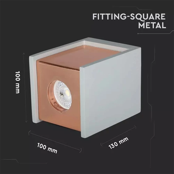 GU 10 Fitting Gypsum Surface With Matt Rose Gold Bottom Square