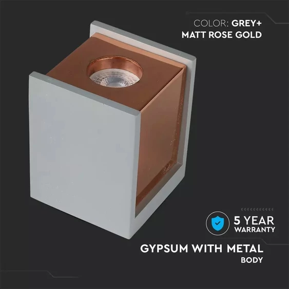 GU 10 Fitting Gypsum Surface With Matt Rose Gold Bottom Square