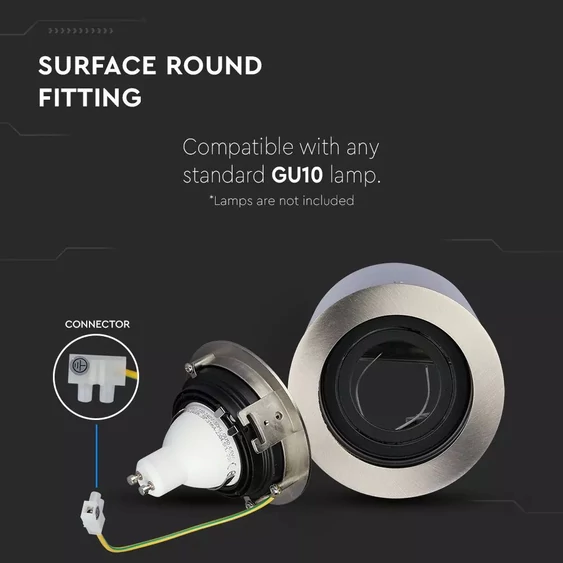 GU10 Fitting Surface Round Satin Nickle