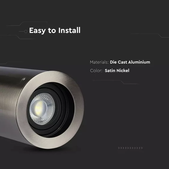 GU10 Fitting Surface Round Satin Nickle