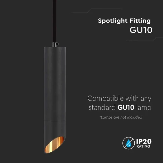 1*GU10 Hanging Pendant Black D:55*200MM