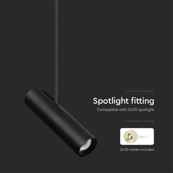 GU10 Aluminium hanging fitting, Black