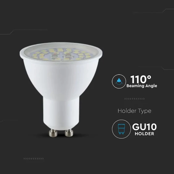 V-TAC GU10 LED spot égő 160 Lm/W, 5W hideg fehér 110° - SKU 2839