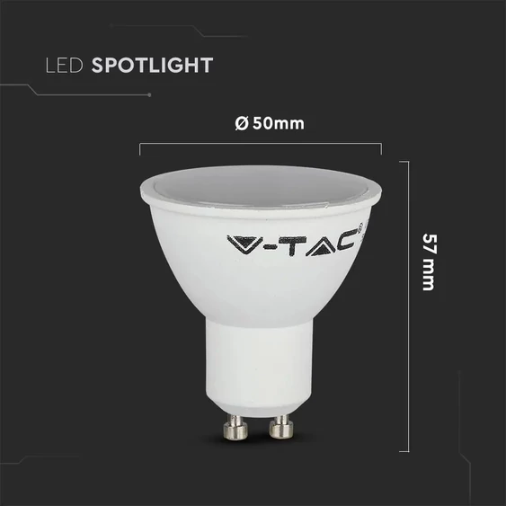 V-TAC GU10 LED spot égő 3 db/csomag 5W természetes fehér 110° - SKU 7270