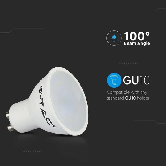 V-TAC GU10 LED spot égő 4.5W hideg fehér 100° - SKU 211687