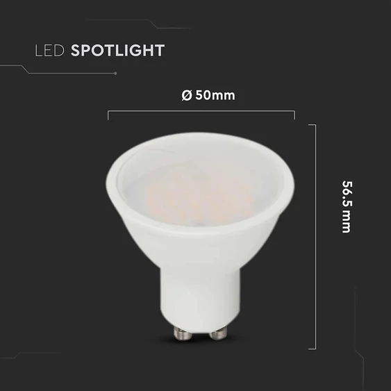 V-TAC GU10 LED spot égő 4.5W meleg fehér 100° - SKU 21201