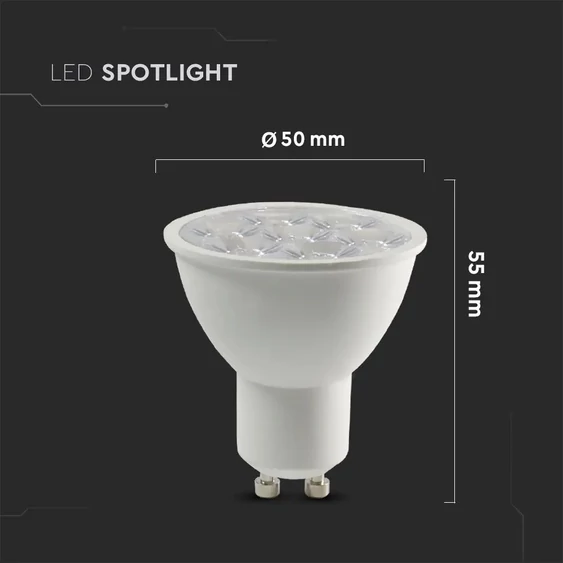 LED Spotlight SAMSUNG CHIP - GU10 6.5W  Ripple Plastic 10°D 6400K