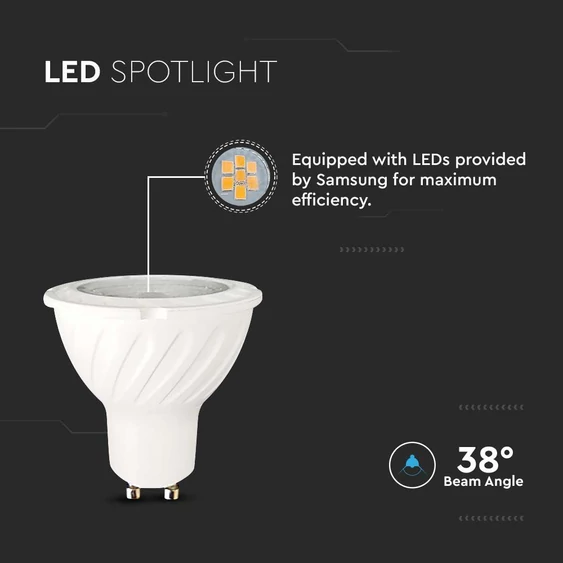 LED Spotlight SAMSUNG CHIP - GU10 7W Plastic SMD With Lens 3000K