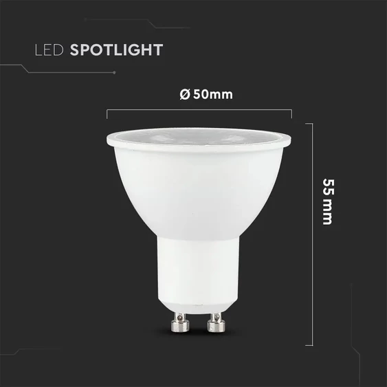 V-TAC GU10 LED spot égő 6W természetes fehér CRI>95 38° - SKU 7498