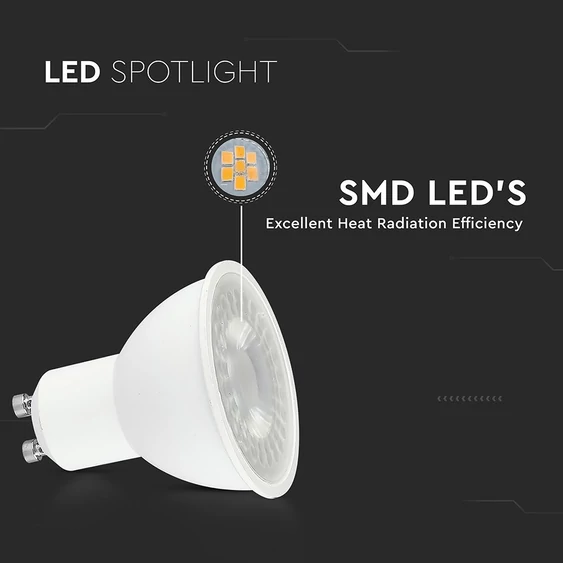 V-TAC GU10 LED spot égő 7.5W hideg fehér 38° - SKU 218771