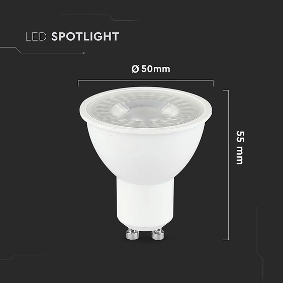 V-TAC GU10 LED spot égő 7.5W meleg fehér 110° - SKU 218721