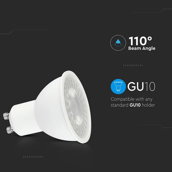 V-TAC GU10 LED spot égő 7.5W természetes fehér 110° - SKU 218731