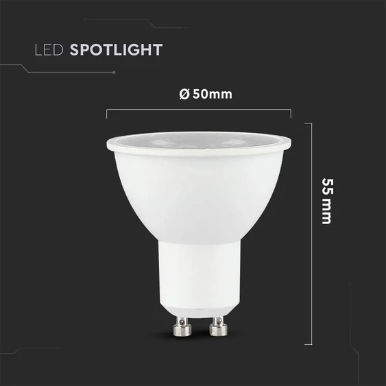 V-TAC GU10 LED spot égő 8W hideg fehér 110° - SKU 874