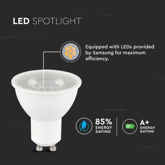 V-TAC GU10 LED spot égő 8W hideg fehér 110° - SKU 874