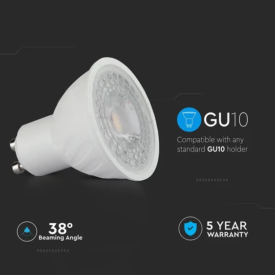 LED Spotlight SAMSUNG CHIP - GU10 6.5W  Ripple Plastic 38° Dimmable 6400K