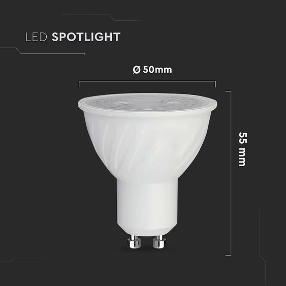 V-TAC GU10 LED spot égő dimmelhető 6W hideg fehér 38° - SKU 211971