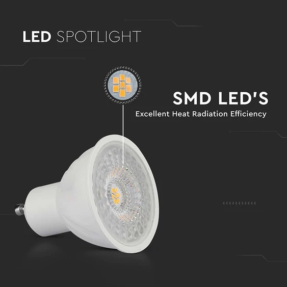 V-TAC GU10 LED spot égő dimmelhető 6W meleg fehér 110° - SKU 211981