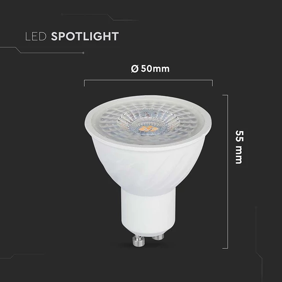 V-TAC GU10 LED spot égő dimmelhető 6W természetes fehér 110° - SKU 211991