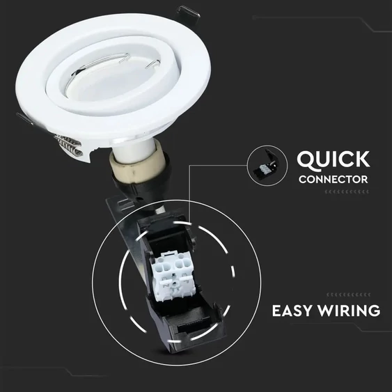 LED Spotlight - 5W GU10 With Fitting White Body 6400K 3pcs/Pack