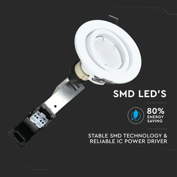 LED Spotlight - 5W GU10 With Fitting White Body 3000K 3pcs/Pack