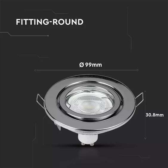 V-TAC GU10 LED spot lámpa keret, króm billenthető lámpatest - SKU 3471
