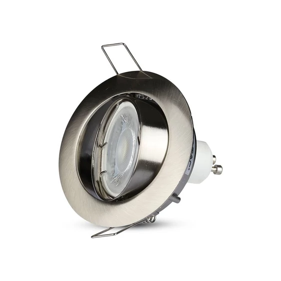 V-TAC GU10 LED spot lámpa keret, matt króm billenthető lámpatest - SKU 3588