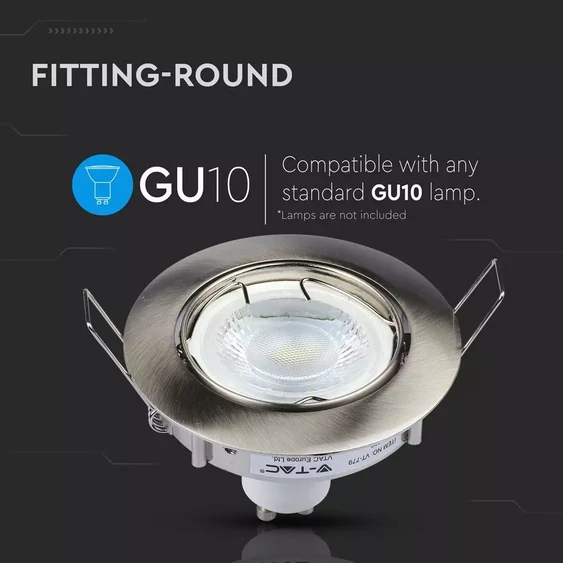 GU10 Fitting Round Movable Satin Nickel