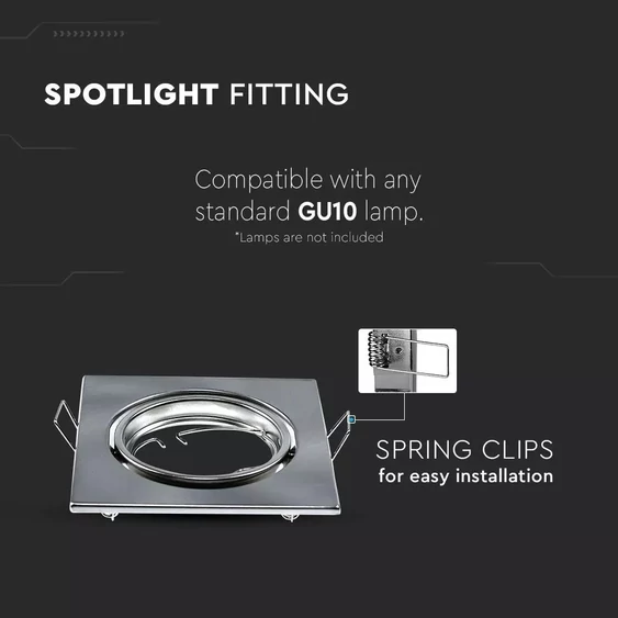 V-TAC GU10 LED spot lámpa keret, matt króm billenthető, dönthető lámpatest - SKU 8942