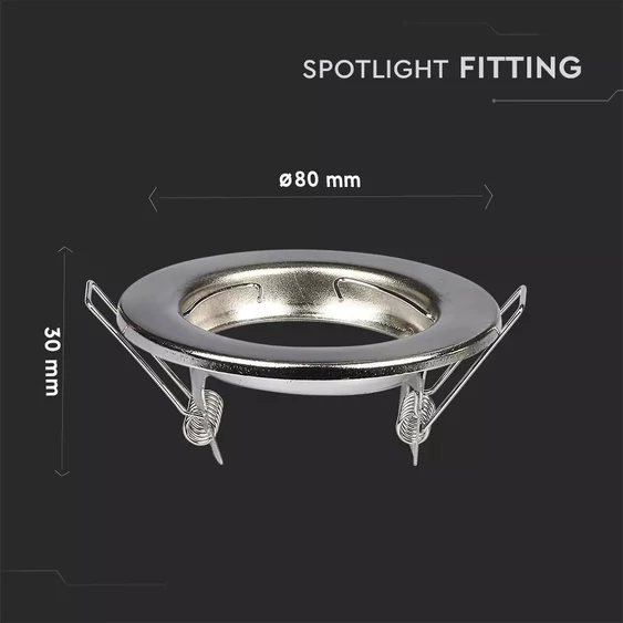 V-TAC GU10 LED spot lámpa keret, matt króm fix lámpatest - SKU 3585