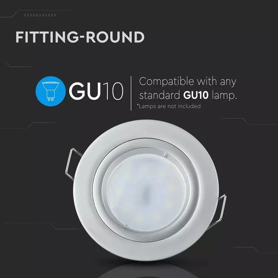 V-TAC Twist-To-Open GU10 LED spotlámpa keret, alumínium szürke fix lámpatest - SKU 3644