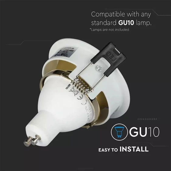 GU10 Fitting White+Gold Round VT-872