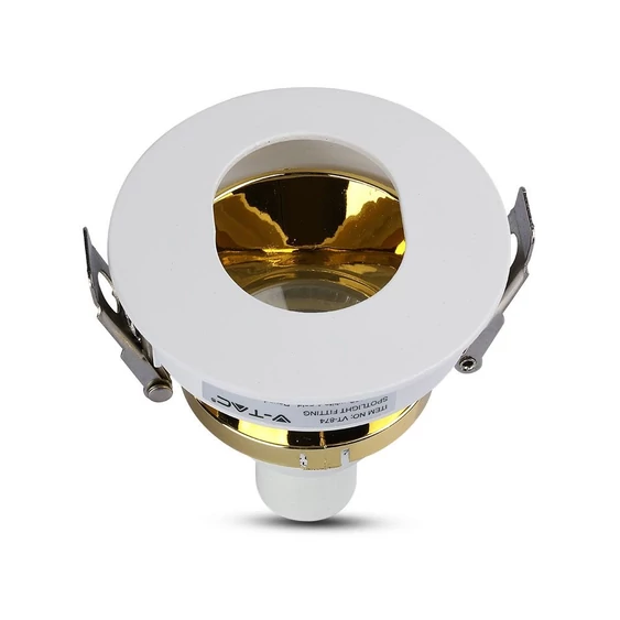 V-TAC GU10 LED spotlámpa keret, fehér+arany billenthető lámpatest - SKU 3162