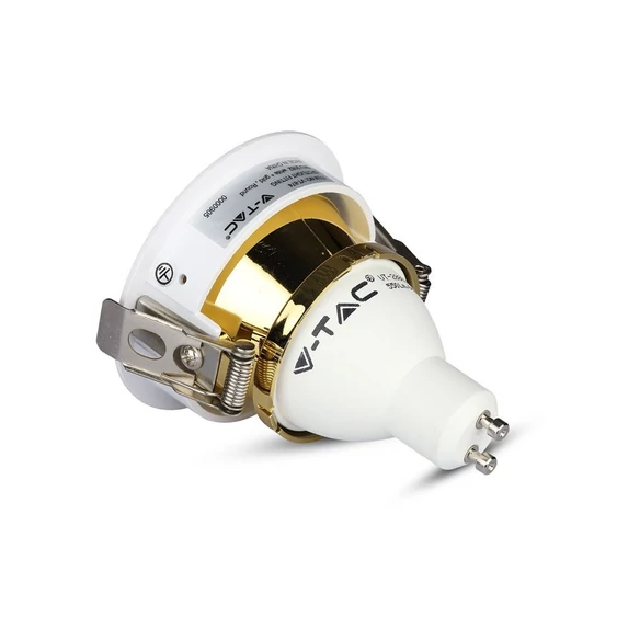 V-TAC GU10 LED spotlámpa keret, fehér+arany billenthető lámpatest - SKU 3162