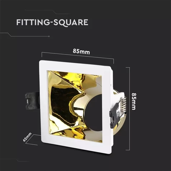 GU10 Fitting White+Gold Square VT-875