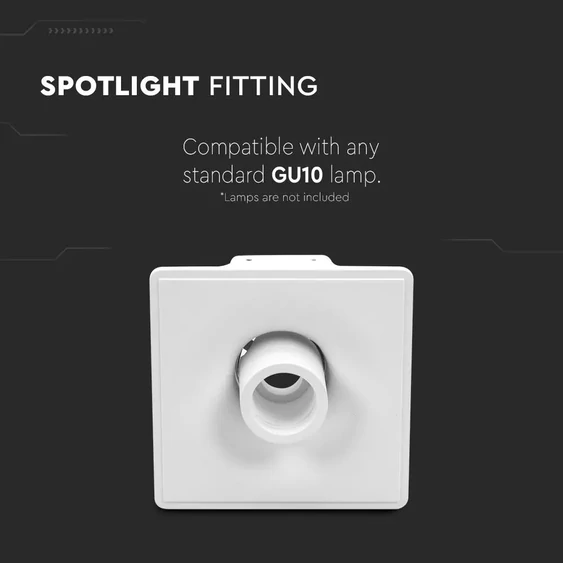 GU10 Fitting Gypsum Designer Ceiling Movable With White Bottom Square