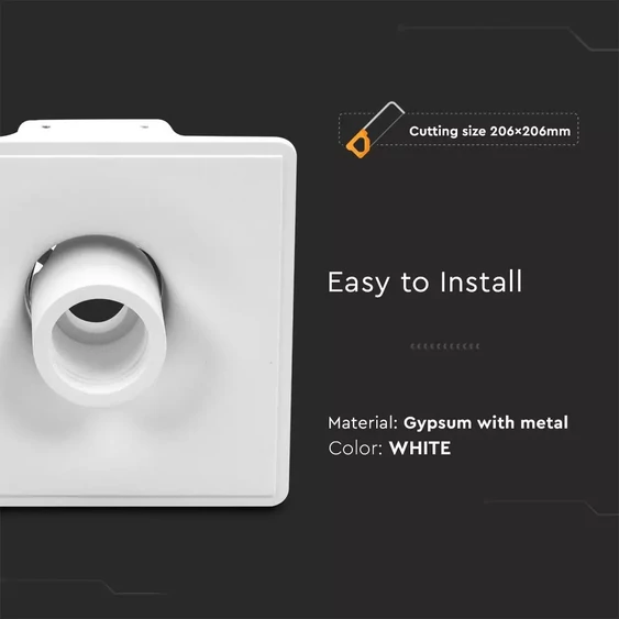 GU10 Fitting Gypsum Designer Ceiling Movable With White Bottom Square