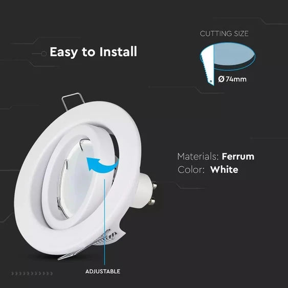 GU10 Housing Round Movable White