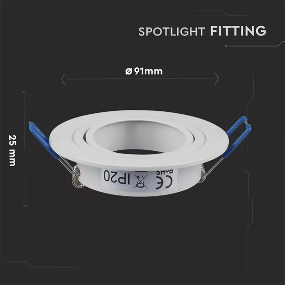 V-TAC GU10 LED spotlámpa keret, fehér billenthető lámpatest - SKU 3599