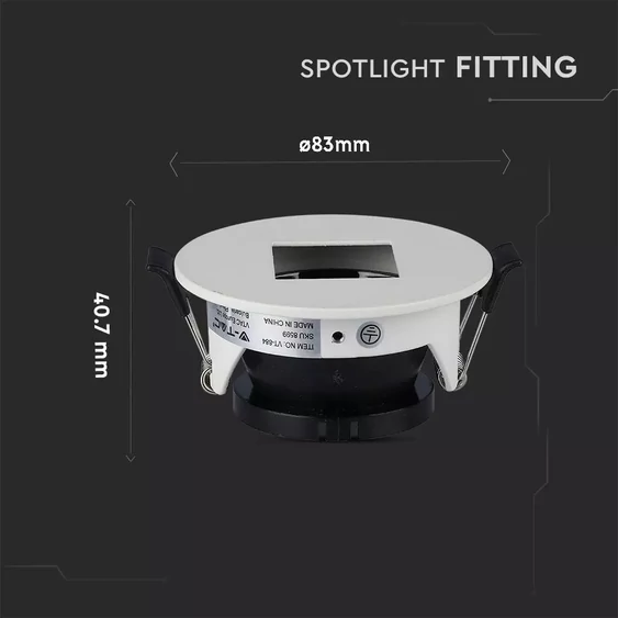 GU10 Fitting Square White + Black