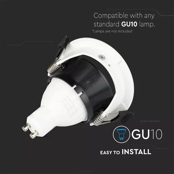 GU10 Fitting Half Circle White + Black