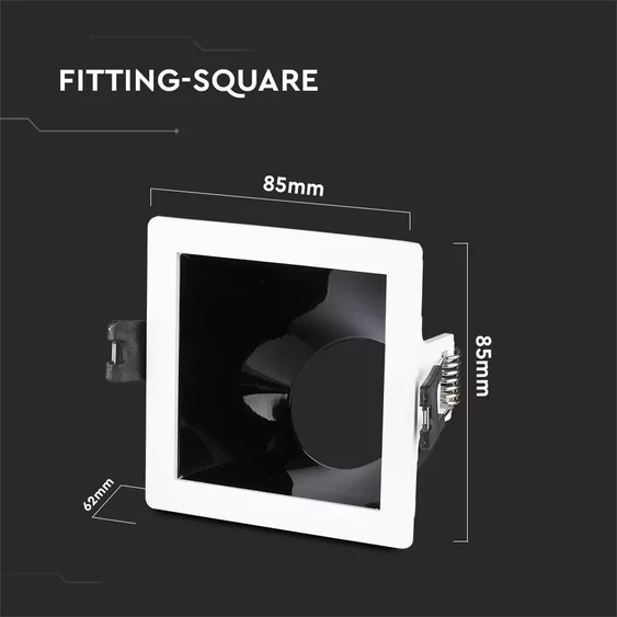 GU10 Fitting White+Black Square VT-875