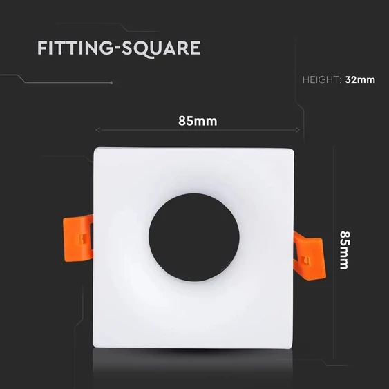 V-TAC GU10 LED spotlámpa keret, fehér fix lámpatest - SKU 3170